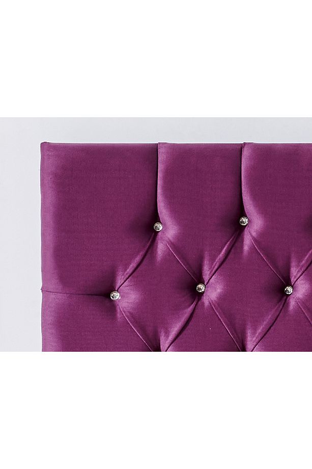 Niron Violet Başlık - Tek Kişilik Yatak Başlığı, Taşlı Kapitoneli Mor Kumaş Baza Başlığı - 4