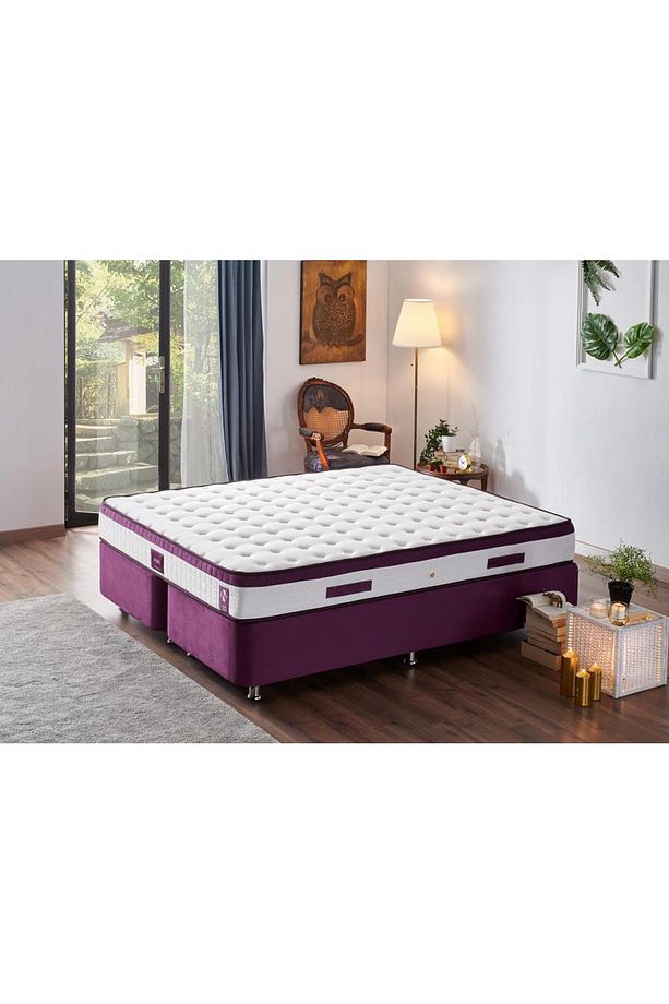 Niron Violet Yatak Seti 180x200 Cm Çift Kişilik Yatak Baza Başlık Takımı - Orta Sert Yatak Mor Baza - 7