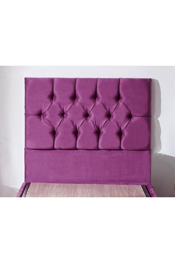 Niron Purple Başlık - Tek Kişilik Yatak Başlığı, Silinebilir Mor Kumaş Kapitoneli Baza Başlığı - 1