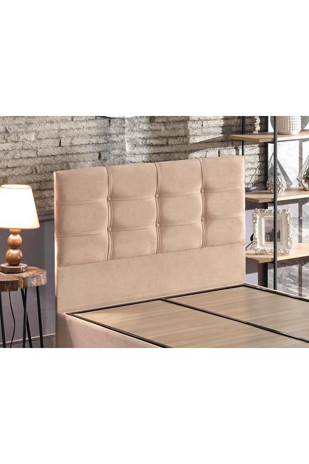 Polo Tek Kişilik Yatak Başlığı - 120 Cm Sütlü Kahve Kumaş Başlık - 3