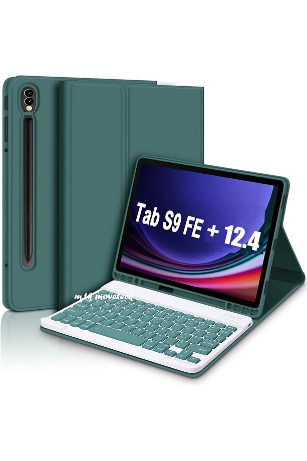 Samsung Galaxy Tab S9 Fe Plus 12.4" Klavyeli Kılıf Kalem Bölmeli Bluetooth Özellikli Stand Türkçe Q - 1