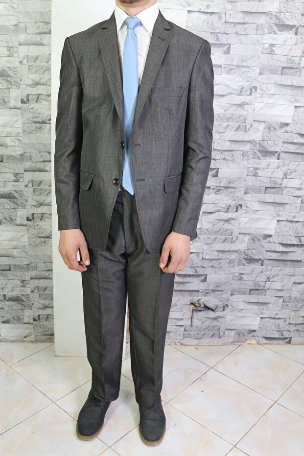 Men's Gray Mono Collar Suit