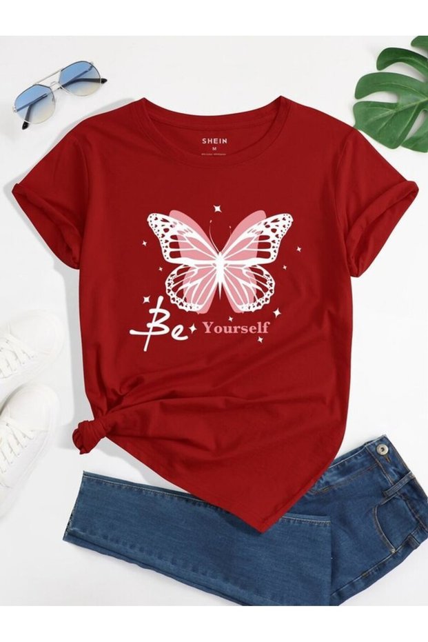 STYLE-X MOTHER'S DAY SPECIAL BUTTERFLY PRINTED CYCLED NECK, 100% COTTON WOMEN'S T-SHIRT