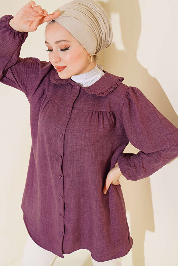 Women's Baby Collar Hijab Shirt