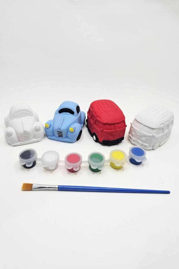 Educational Activity Stone Painting Set Vintage Classic Mini Cars 2 Pieces Stone Painting