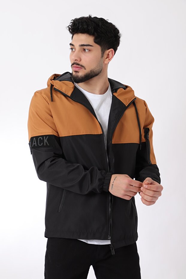 Style Combination Black Piece Hooded Seasonal Coat Pldp 2907