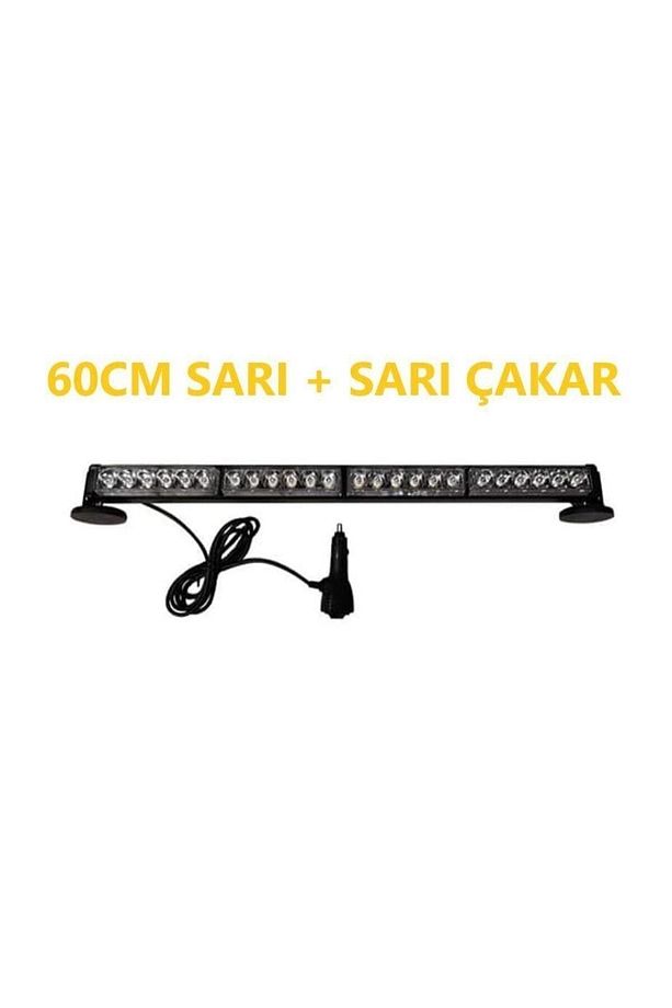 Traktör Kepçe Sarı Çakar Led Bar Çubuk Led 6 Fonksiyonlu 60cm 12-24 Volt - 1