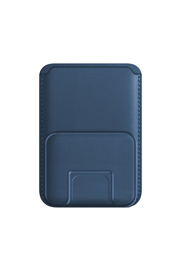 iPhone WalletMag Stand Deri Cüzdan Blue - 5