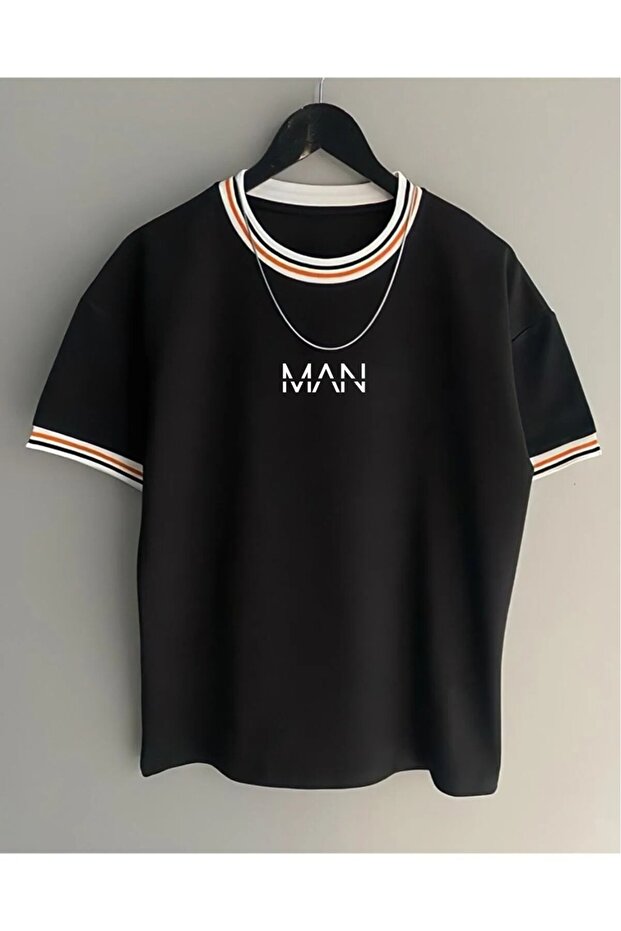 MAN printed oversize t-shirt with men's collar detail