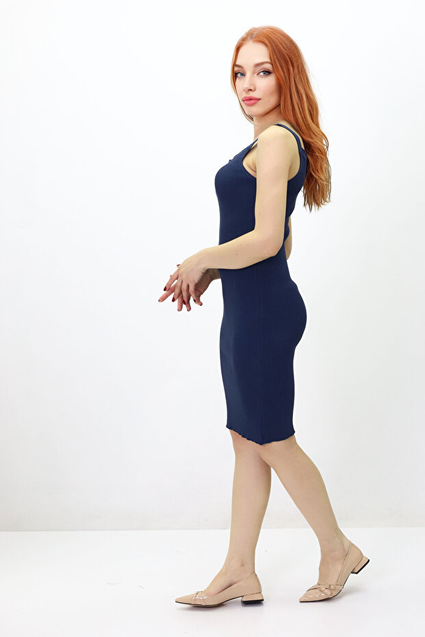 kalın askılı elbise - 3