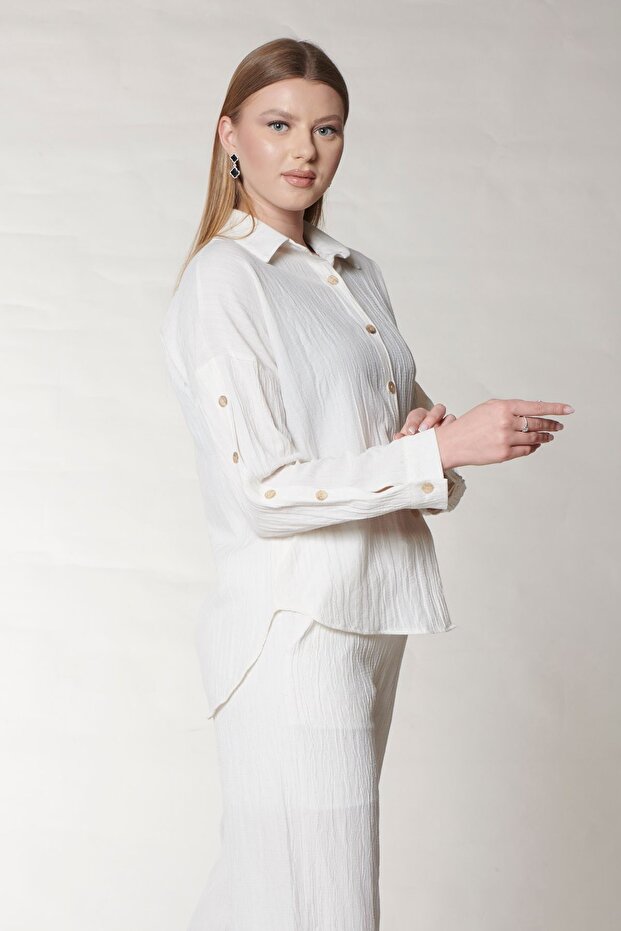 طقم كتان أبيض - 2