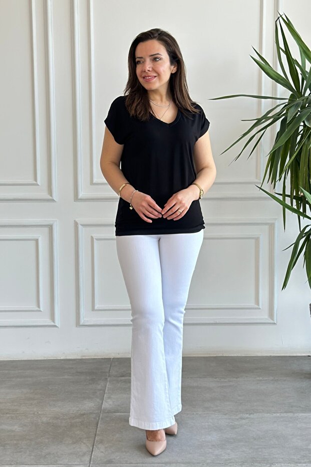 Tricou Basic cu decolteu în V - 3