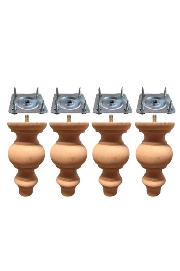 4'lü 15 Cm Ahşap Ağaç Torna Mobilya Ayak (VİDA VE APARATLARI GÖNDERİLECEKTİR) 3301000000535 - 1