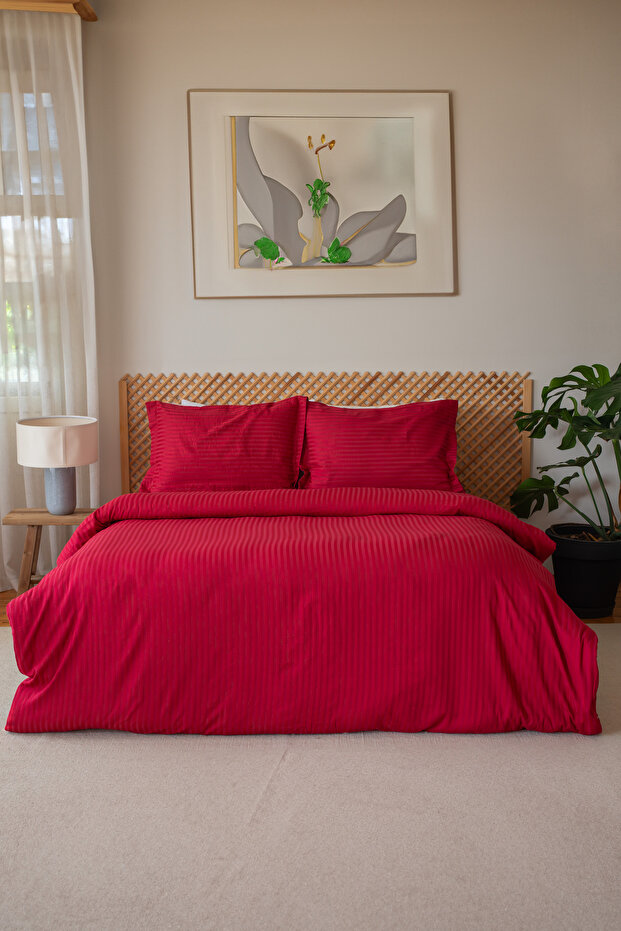 Striped Satin Double Duvet Cover Set