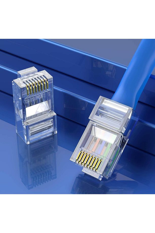 - 50 Adet - 3U" Gold Plated CAT6 RJ45 Konnektör 8P8C Ethernet Kablo Ucu Modüler Fiş Jak - 4