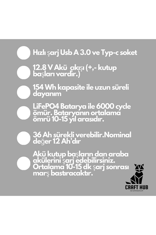 12.8V LiFePO4 154 Wh Akü&Powerbank - 5