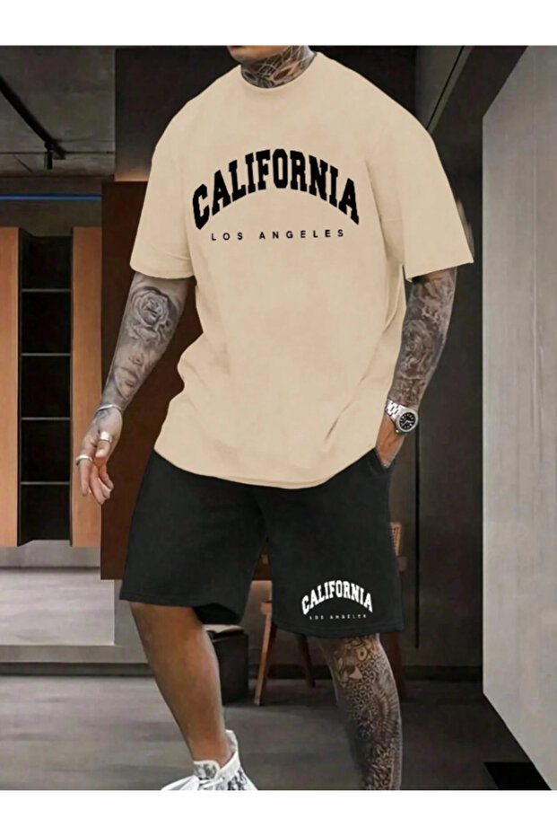 Unisex Women/Men CALIFORNIA Custom Printed Shorts T-shirt Set