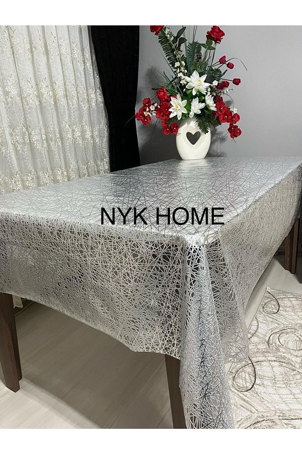 Hasır Desen Lüks Pvc Silinebilir Masa Örtüsü Tüm Renk Ve Ölçüler Gri Iplik - 3
