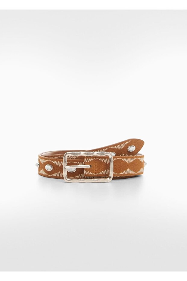 İşlemeli deri kemer - 2