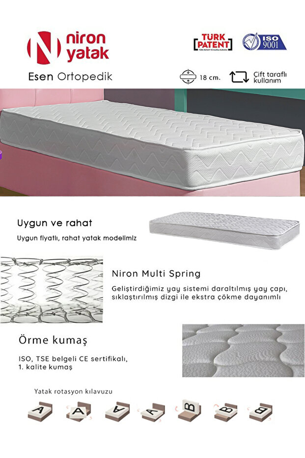 Esen Yatak Ortopedik Sert Yatak Dayanıklı Ve Ekonomik Tek Kişilik Çift Taraflı Yatak - 3