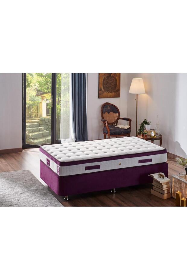 Violet Yatak Tek Kişilik Gizli Pedli Sert Yatak Full Ortopedik Nms Yaylı Yatak, Pamuklu Örme Kumaş - 1
