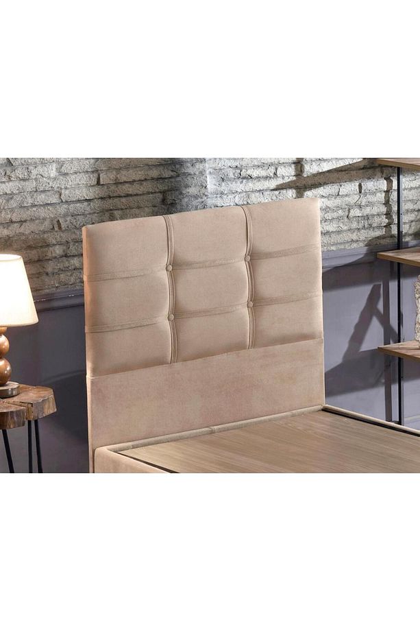 Polo Tek Kişilik Yatak Başlığı - 90 Cm Sütlü Kahve Kumaş Başlık - 3