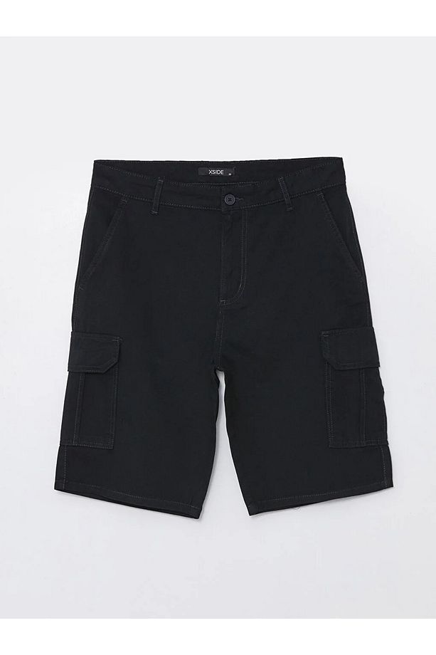 LCW Casual Koyu Lacivert Standart Kalıp Gabardin Erkek Kargo Şort - 6