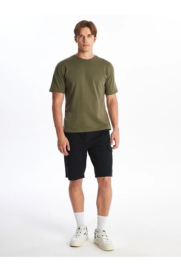 LCW Casual Koyu Lacivert Standart Kalıp Gabardin Erkek Kargo Şort - 1