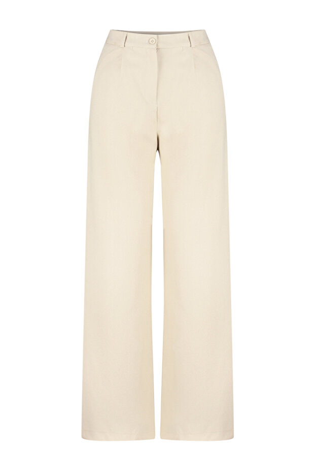 Bej Wide Leg/Geniş Paça Dokuma Pantolon TWOSS24PL00084 - 7