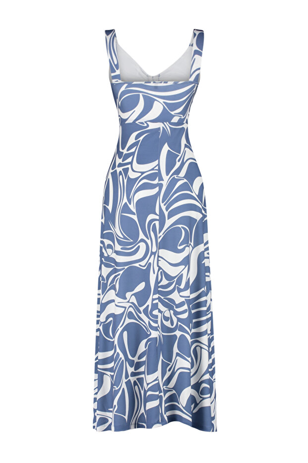 Indigo Fitted/Vücuda Oturan Büzgü Detaylı Kolsuz Esnek Örme Maxi Elbise TWOSS24EL00788 - 8