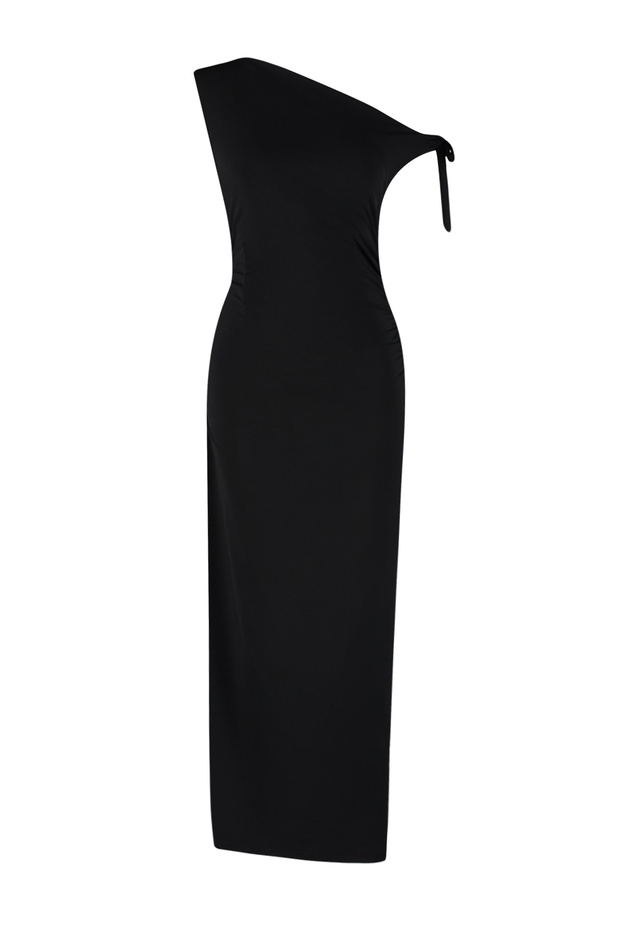 Siyah Fitted/Vücuda Oturan Örme Maxi Esnek Kalem Elbise TWOSS24EL00563 - 7