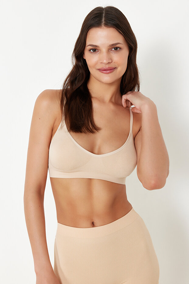 Ten Seamless/Dikişsiz Fonksiyonel İp Askılı Dolgusuz Kaplı Bralette Örme Sütyen THMAW22SU0023 - 8