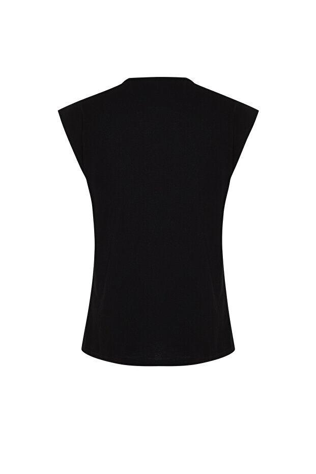 Siyah Basic Regular/Normal Kesim %100 Pamuk Kolsuz Atlet/T-Shirt TMNSS20AL0067 - 13