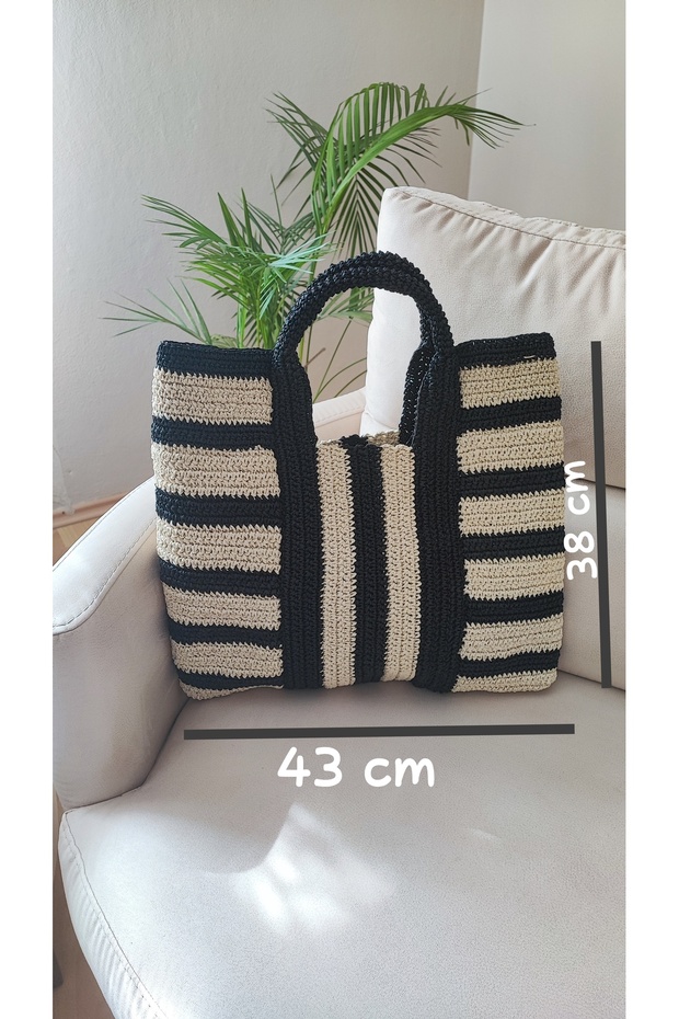 Ünlü Marka Model Örgü Kağıt Ip Hasır Omuz Kol Çantası Yazlık Çanta - 1