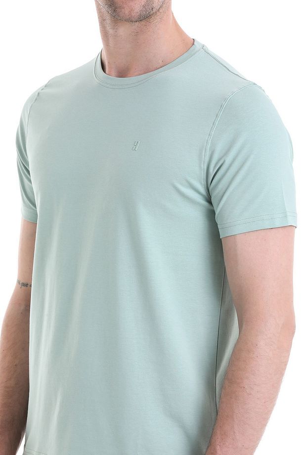 Mavi Regular Fit Düz Pamuklu Bisiklet Yaka Triko Tişört - 5