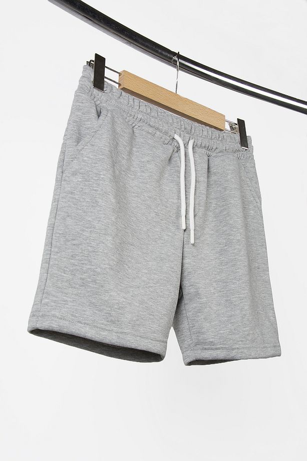 Erkek Kırçıllı Gri Basic Regular Fit Şort Bermuda - 4