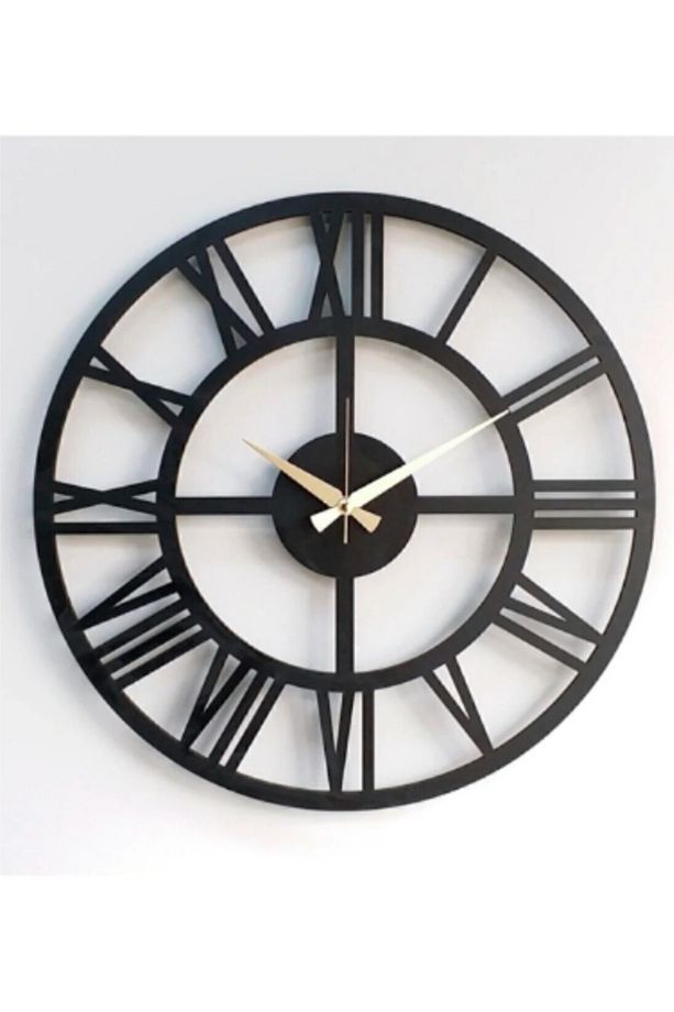 Time Collection Flat Roma Rakamlı Dekoratif Duvar Saat (SİYAH) - 1
