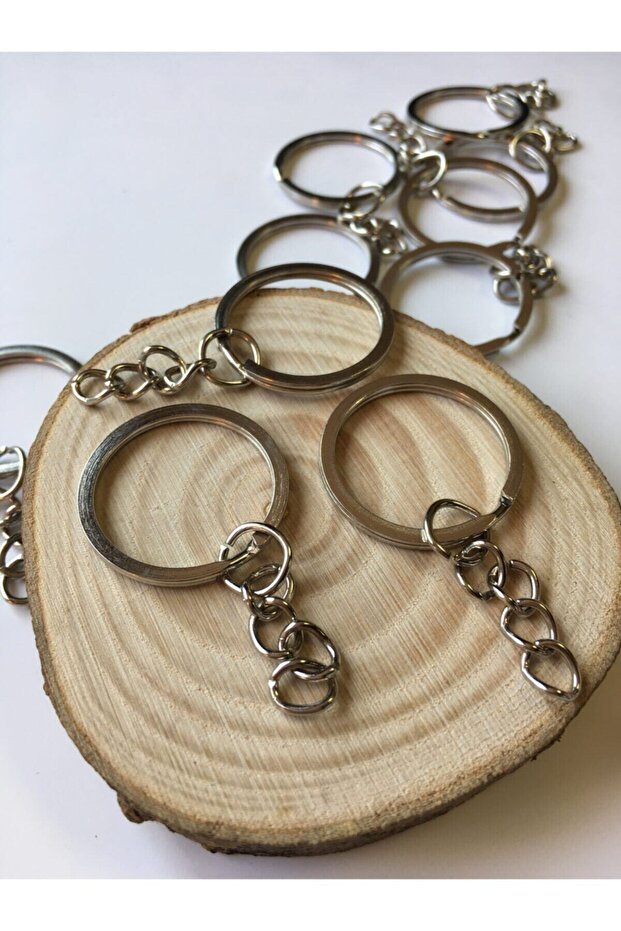 100 Pieces Keychain Ring with Chain (25 mm)