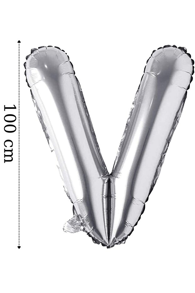 Foil Balloon Letter V Helium Balloon 100 Cm Silver Color