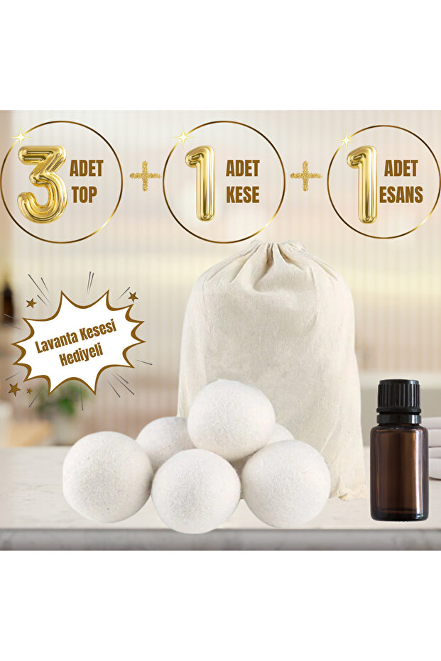 3-Piece Scented Wool Completely Organic Dryer Ball Natural Fabric Softener Felt Dryer Balls