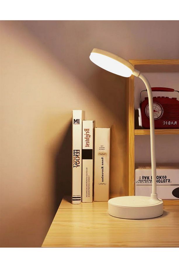 Şarjlı Dokunmatik 3 Kademe 20 Led Çalışma Okuma Işığı Flexible Masa Lambası Beyaz - 1