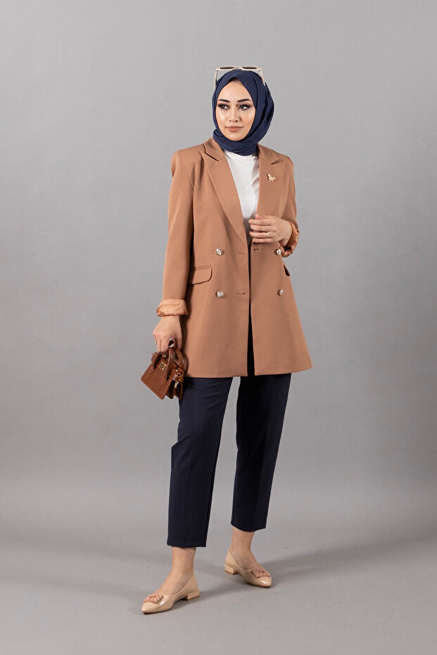 Arel Blazer Ceket Vizon - 1