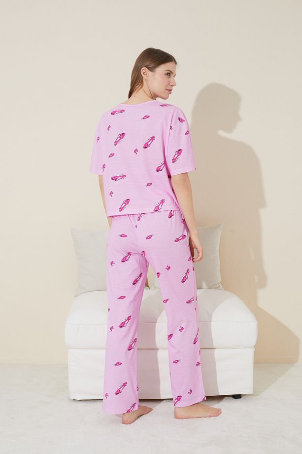 pembe araba desenli Örme Pijama Takım - 3