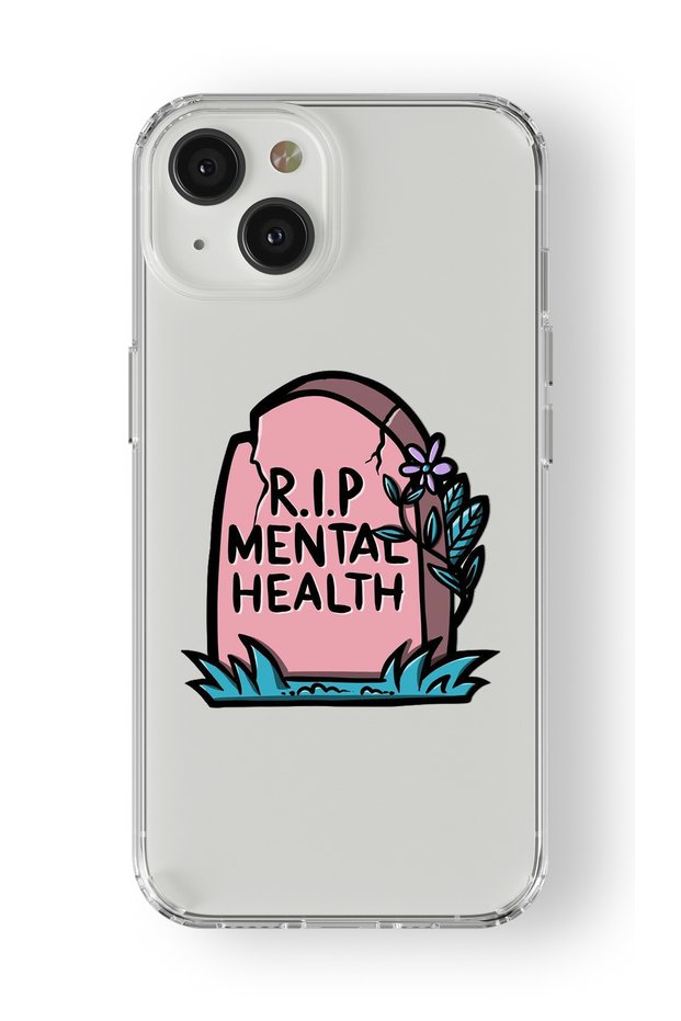iPhone 13 Mini Compatible Rip Mental Health Design Printed Transparent Case
