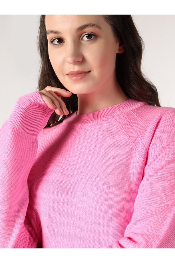 Regular Fit Basic Pembe Kadın Triko Kazak Cl1061974 - 5