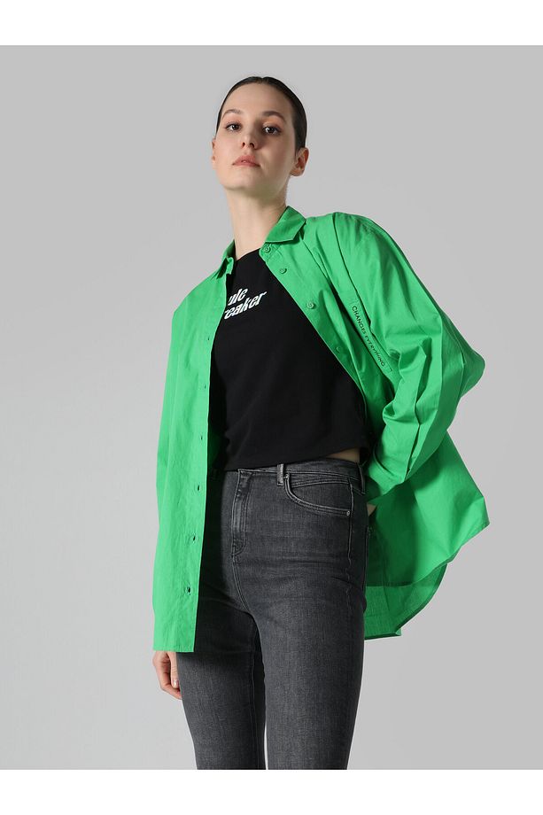 Regular Fit Yeşil Kadın Uzun Kol Gömlek Cl1062116 - 1