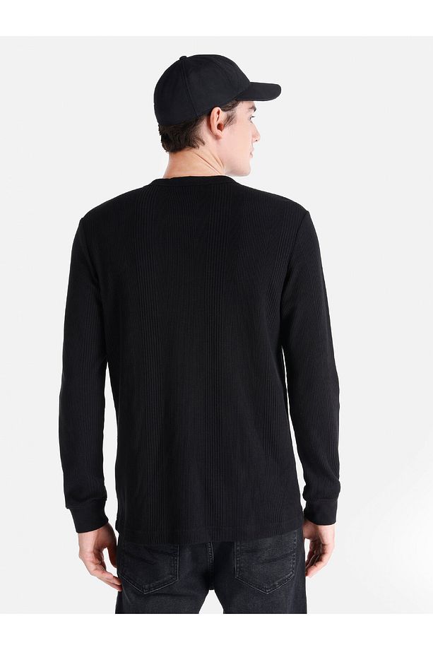 Regular Fit Bisiklet Yaka Siyah Erkek Uzun Kol Tişört Cl1061771 - 2