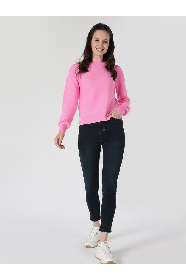 Regular Fit Basic Pembe Kadın Triko Kazak Cl1061974 - 3