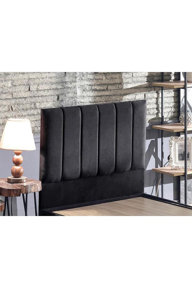 Niron Piano Lite Başlık - Tek Kişilik Yatak Başlığı, Silinebilir Siyah Soho Kumaş Baza Başlığı - 1