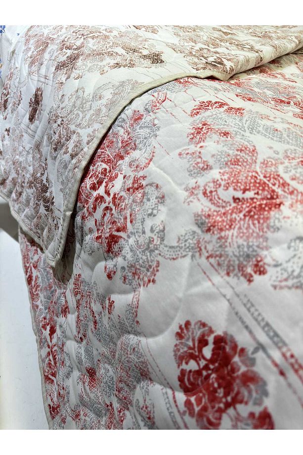 Pamuklu Tek Kişilik Çift Taraflı Damask Desenli Kapitone Çok Amaçlı Örtü 160x230 Cm. - 4